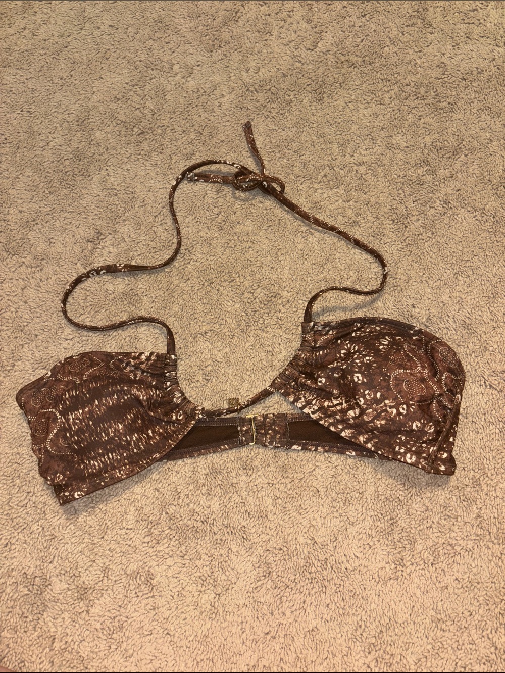 No Boundaries Brown Sequin Halter Bikini Top